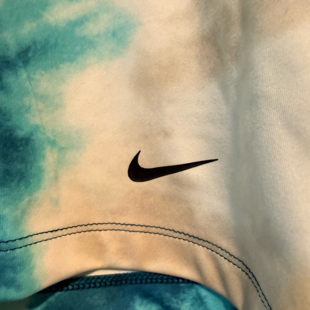 Nike Women's Aqua and White Tie-Dye Bike Shorts - Picture 2 of 4